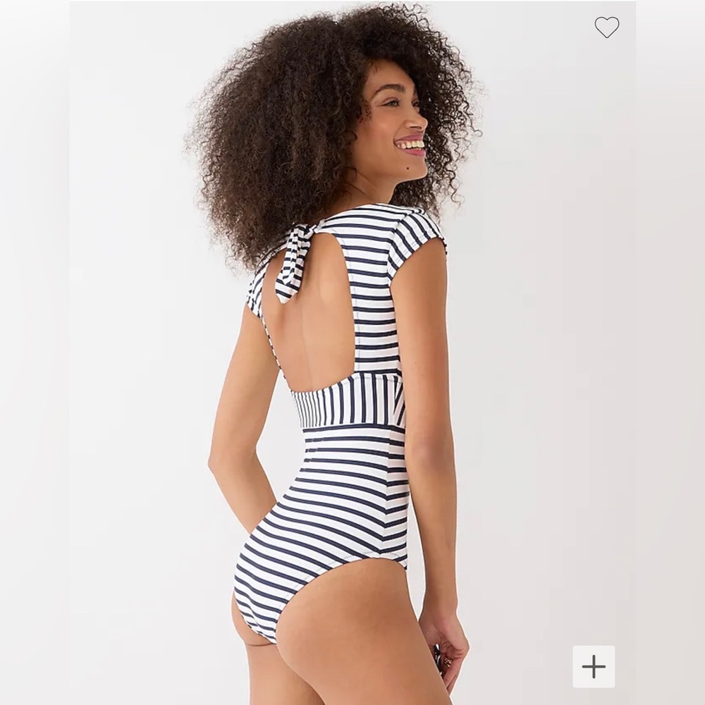 J. Crew cap-sleeve one-piece swimsuit in classic stripe